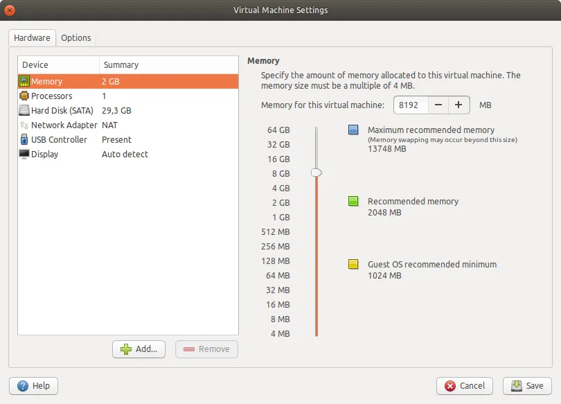 Increasing available memory