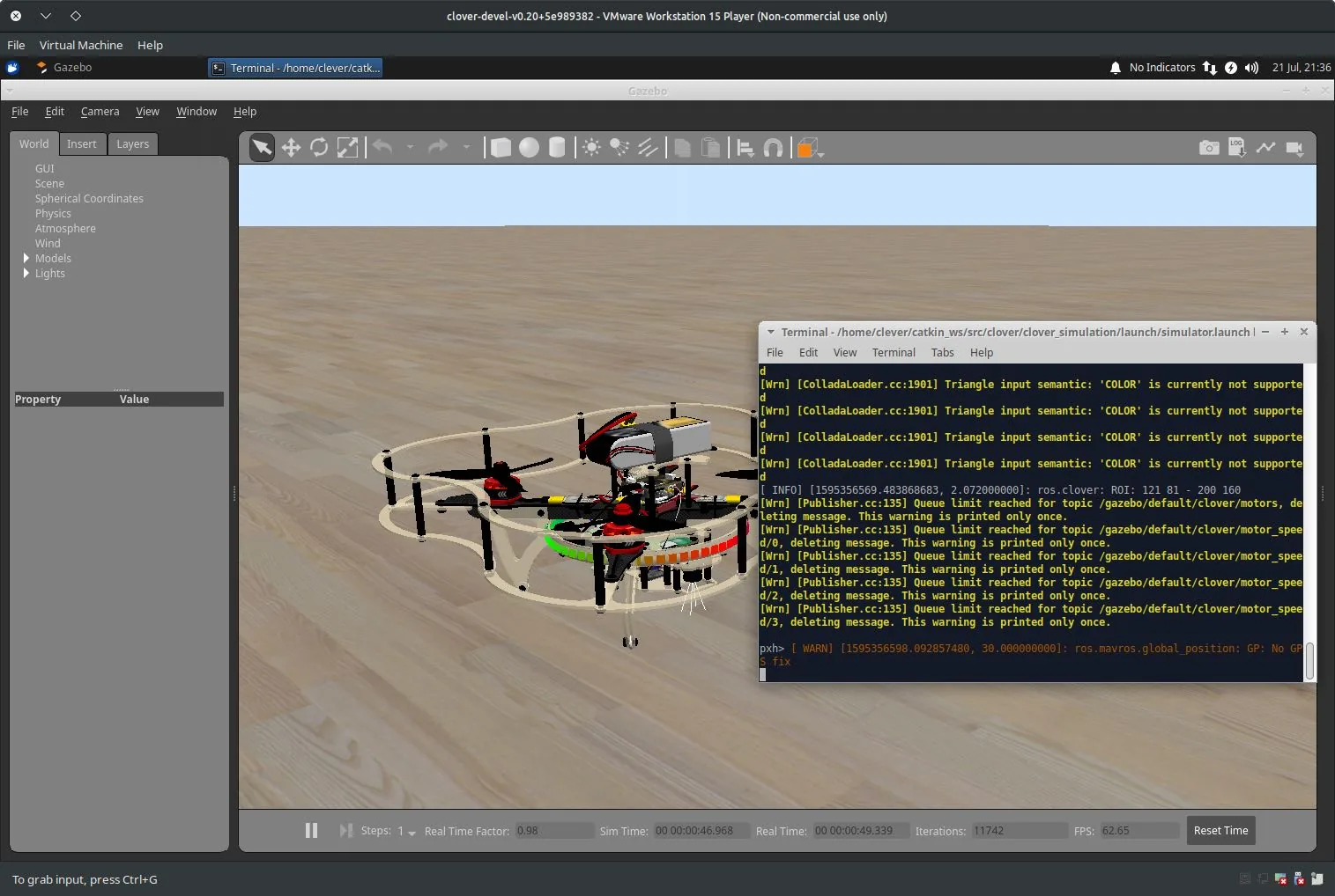Gazebo simulation screenshot